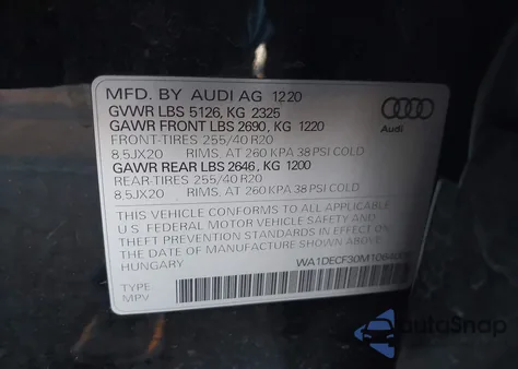 2021 Audi Q3 Premium S Line 45 из США, поврежденный, VIN WA1DECF30M1064006